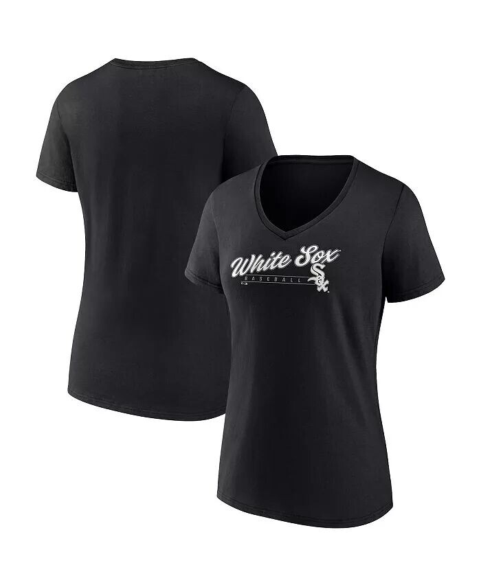 

Женская черная футболка Chicago White Sox One and Only с V-образным вырезом Fanatics