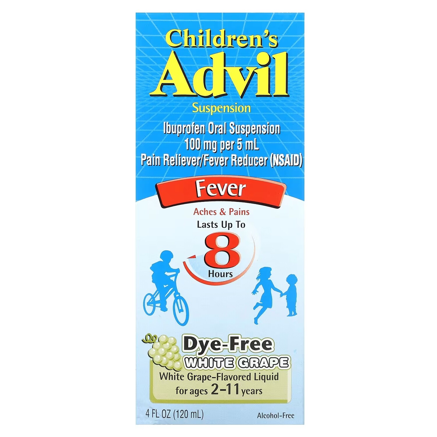 

Обезболивающее средство Advil Fever для детей от 2 до 11 лет, белый виноград, 120 мл