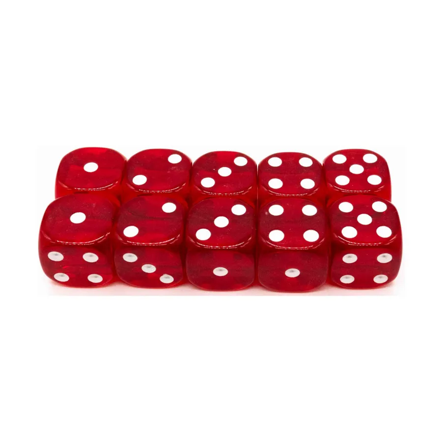 

d6 16мм Прозрачный - Красный (С крапинками) (10), Dice - Transparent (Koplow)
