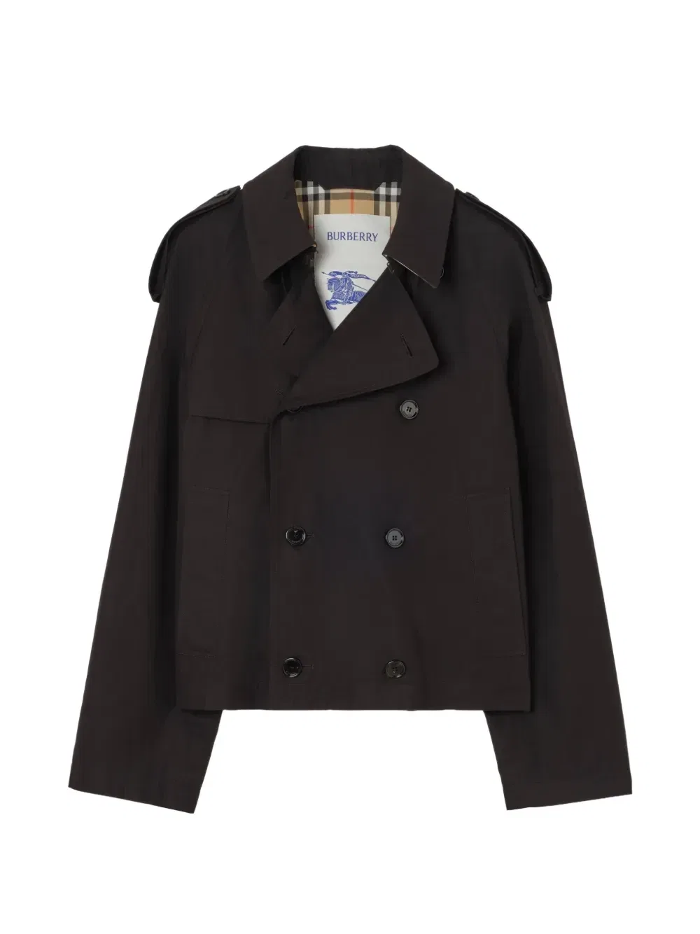 Укороченный тренч BURBERRY Leadenham из тропического габардина, черный