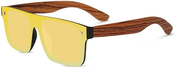 

Деревянные поляризованные солнцезащитные очки для мужчин и женщин, с антибликовым покрытием, зеркальные солнцезащитные очки для водителя, защита от ультрафиолета UV400 HYYZZC, Orange