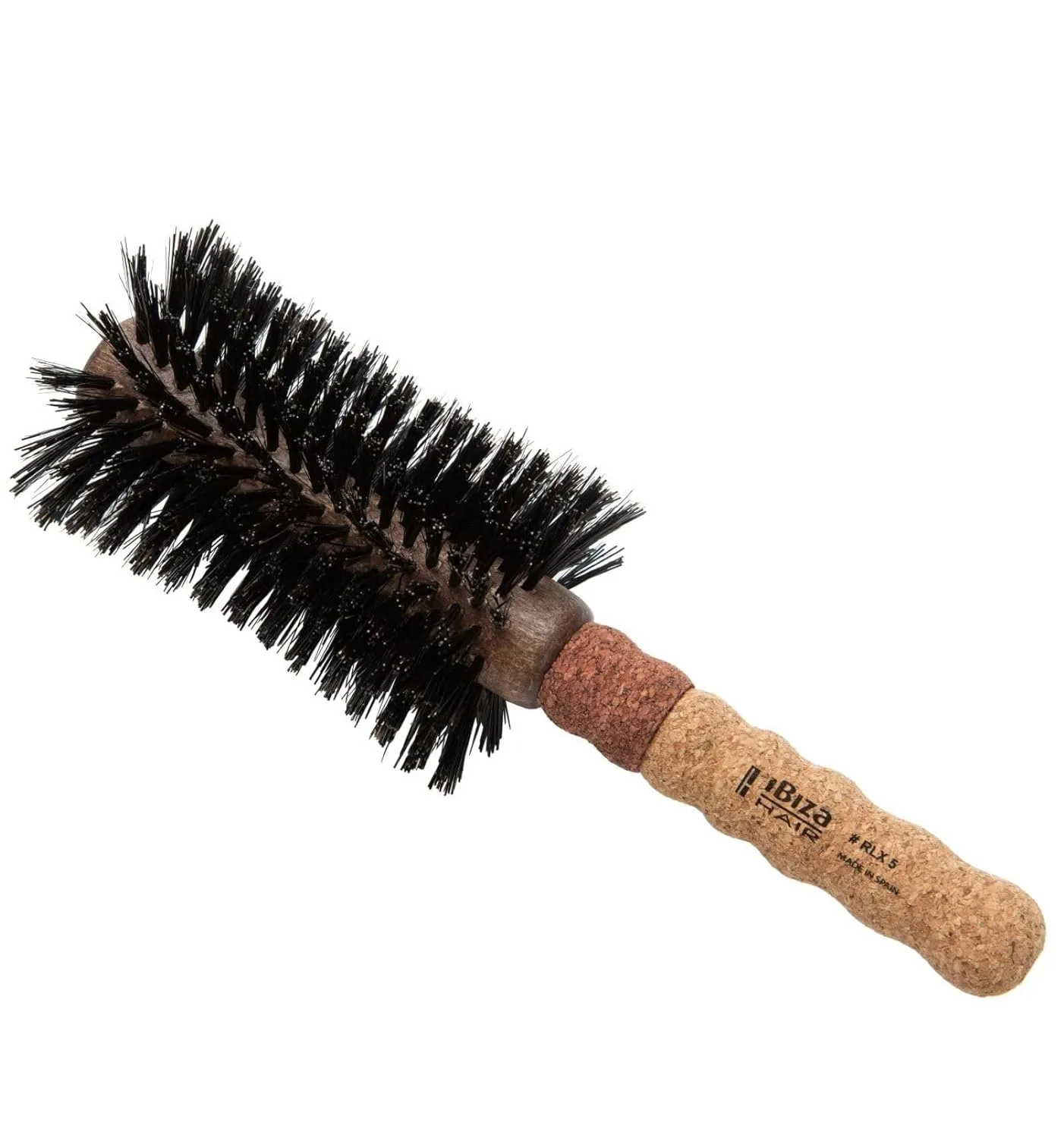 Щетка для волос Ibiza Hair Boar Bristle Concave Barrel Brush (RLX Series) с усиленными витыми щетинками и пробковой ручкой 1 штука (1 шт.), Red