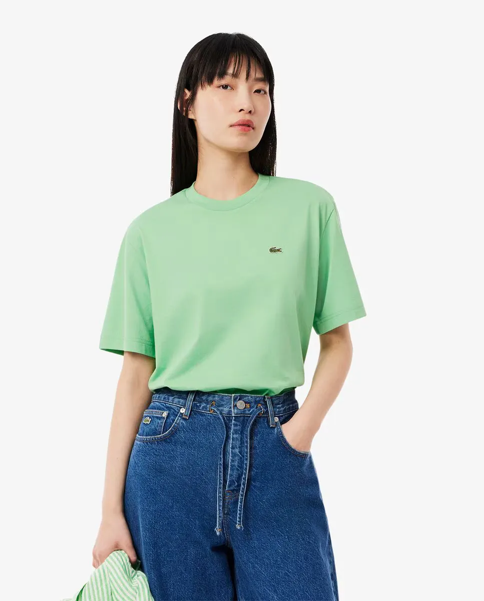 

Свободная женская футболка из мягкого хлопка с короткими рукавами Lacoste, зеленый