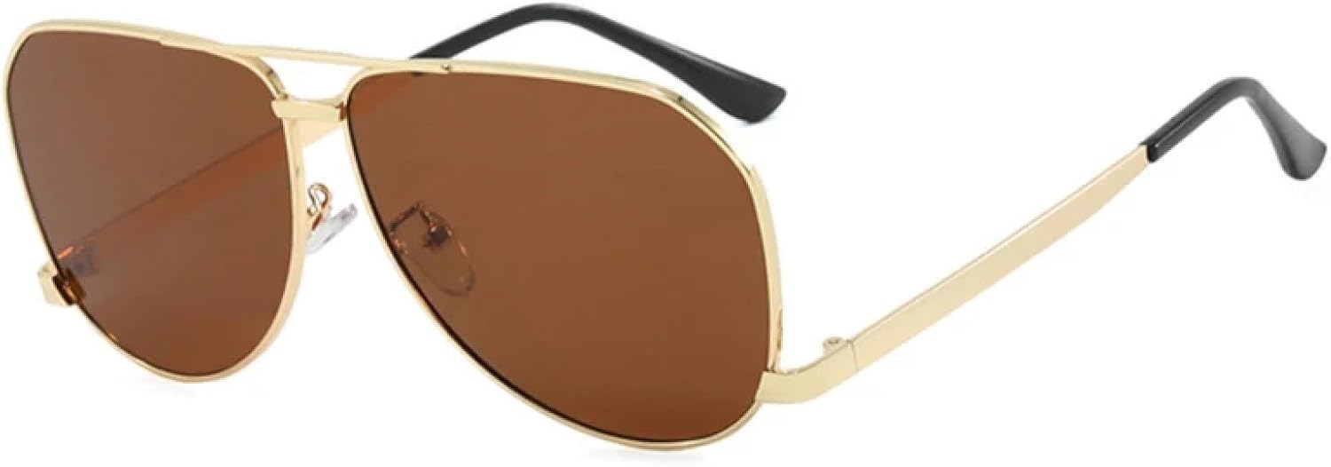 

Солнцезащитные очки с защитой от УФ-излучения UV400 для женщин и мужчин | Увеличенные металлические двойные перемычки | для занятий спортом на открытом воздухе DSVIGF, Golden Tea