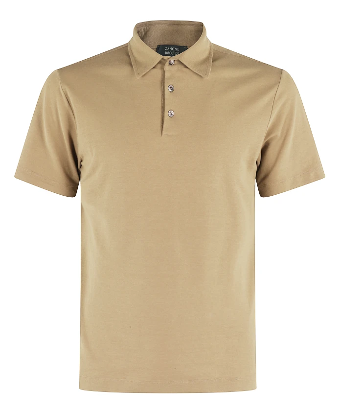 

Футболка-Поло из ледяного хлопка с коротким рукавом Zanone, коричневый