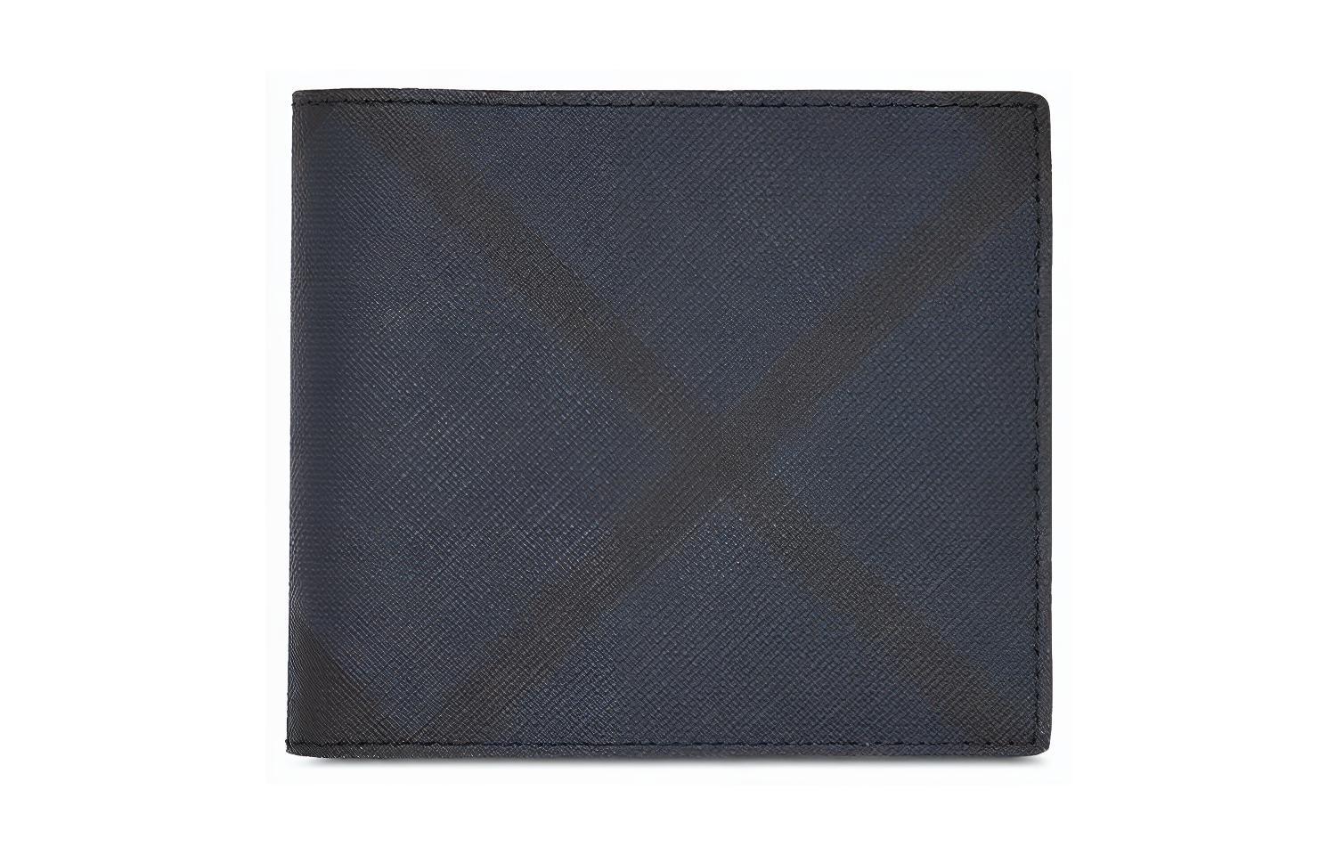 

Burberry Мужской кожаный кошелек London Plaid, темно-синий/черный