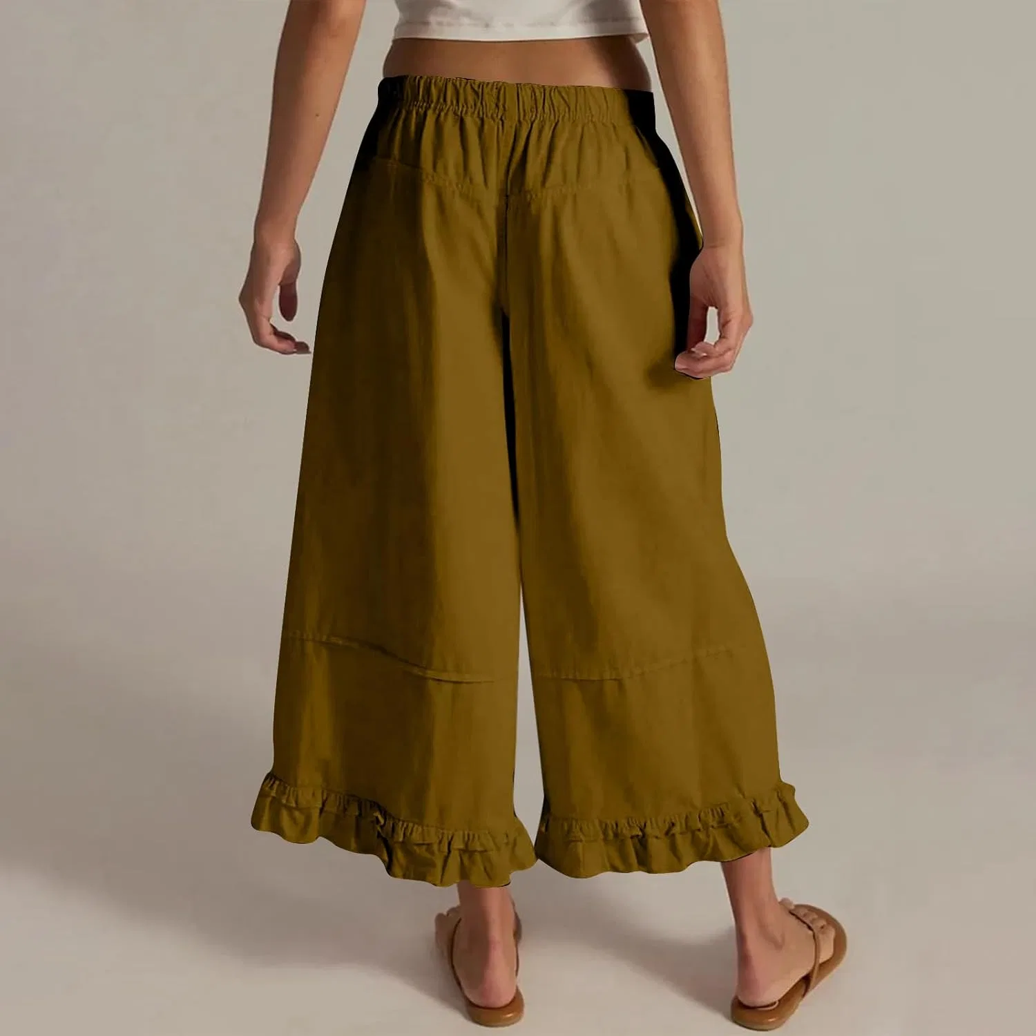 Джинсы свободные, Womens Wide Leg Jeans, арми-зеленый — фото 3