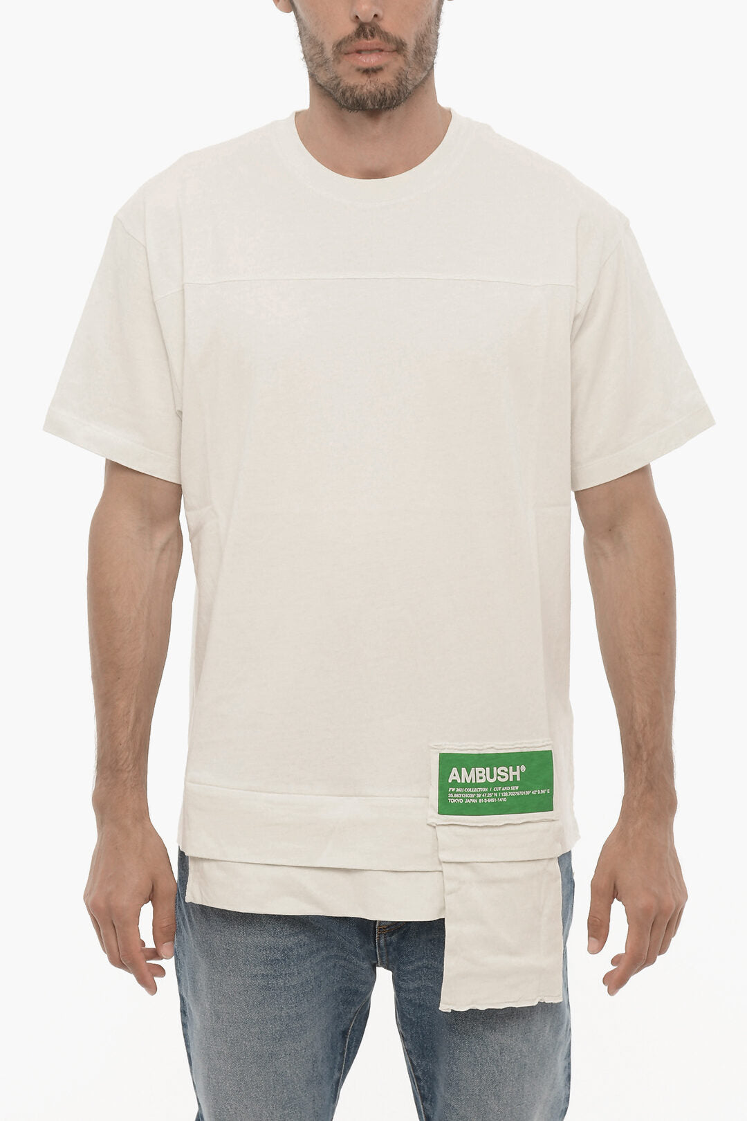 

Футболка Ambush Solid Color с круглым вырезом и карманом на талии, белый