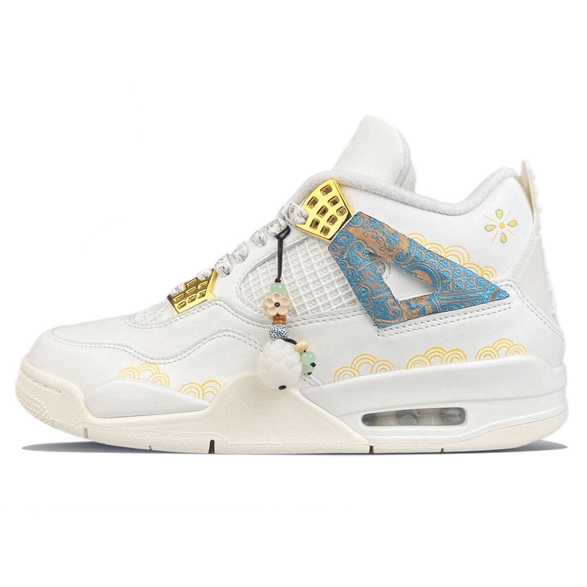 

Кроссовки Air Jordan 4 Vintage Basketball Shoes Women's Mid-top Gold, белый