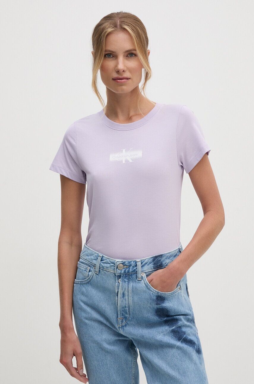 

Хлопковая футболка Calvin Klein Jeans, фиолетовый