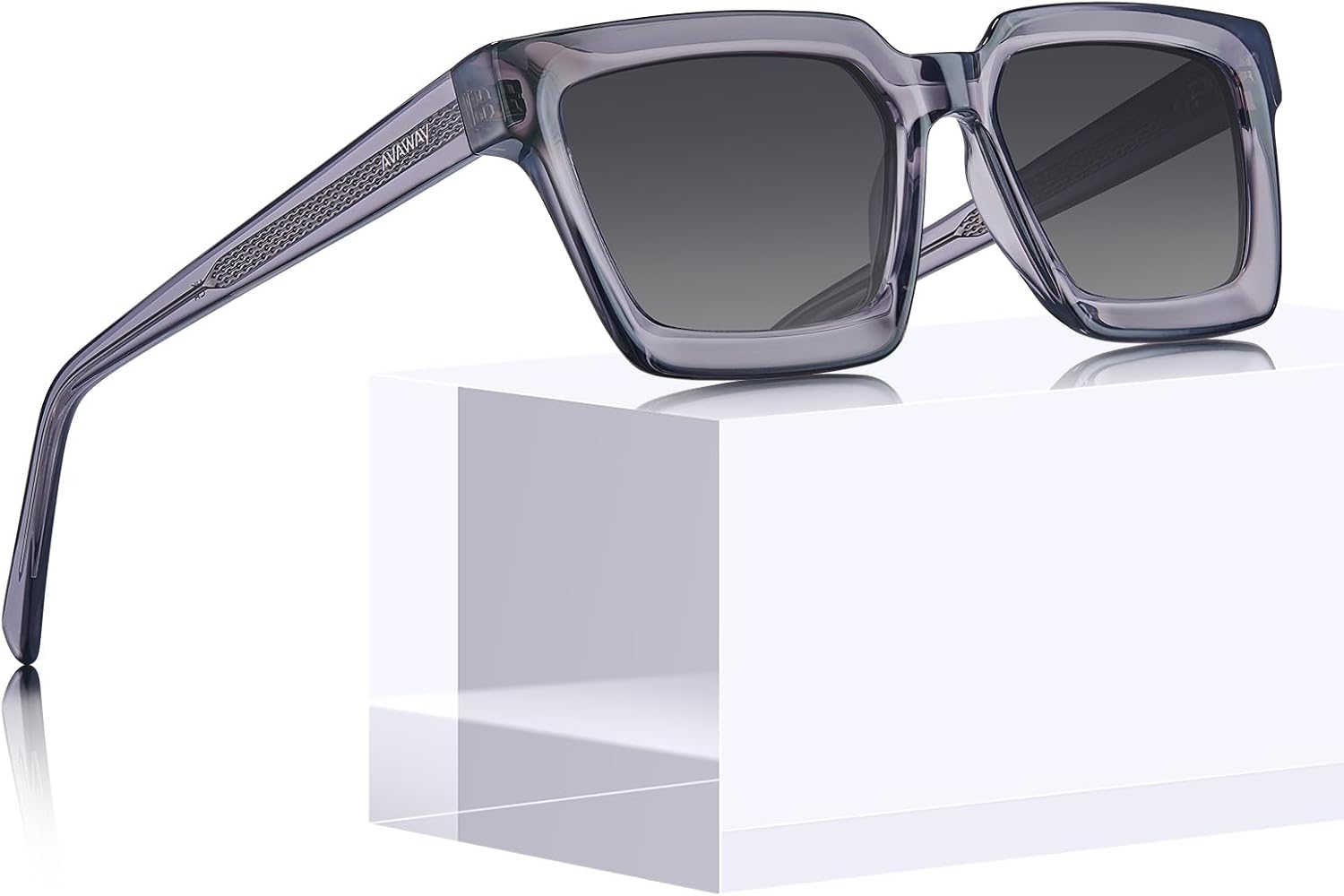 

Модные поляризованные солнцезащитные очки AVAWAY для женщин с защитой UV400, квадратные, из ацетата, унисекс, с антибликовым покрытием, подходят для вождения и путешествий, 02:transparent Grey Frame & Gradient Grey Lens