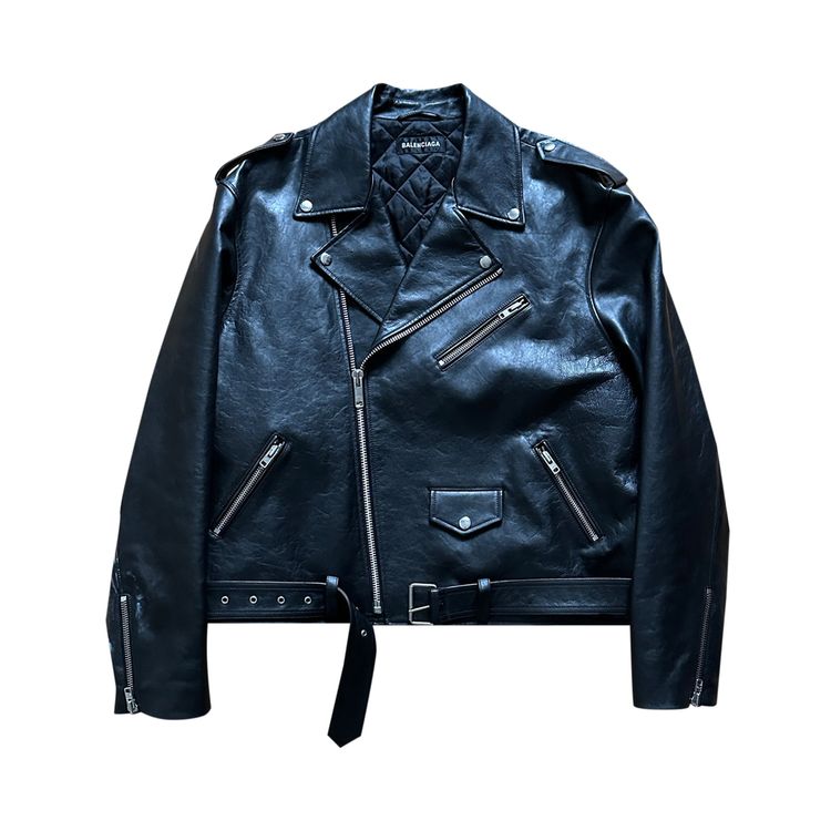 

Куртка Balenciaga Campaign Logo Biker Leather Jacket Black, черный