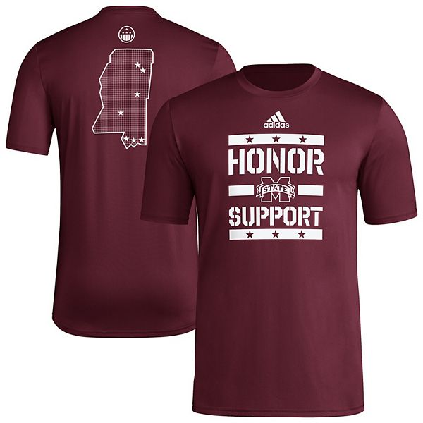 

Мужская бордовая футболка Mississippi State Bulldogs Honor & Support для предматчевых мероприятий Adidas