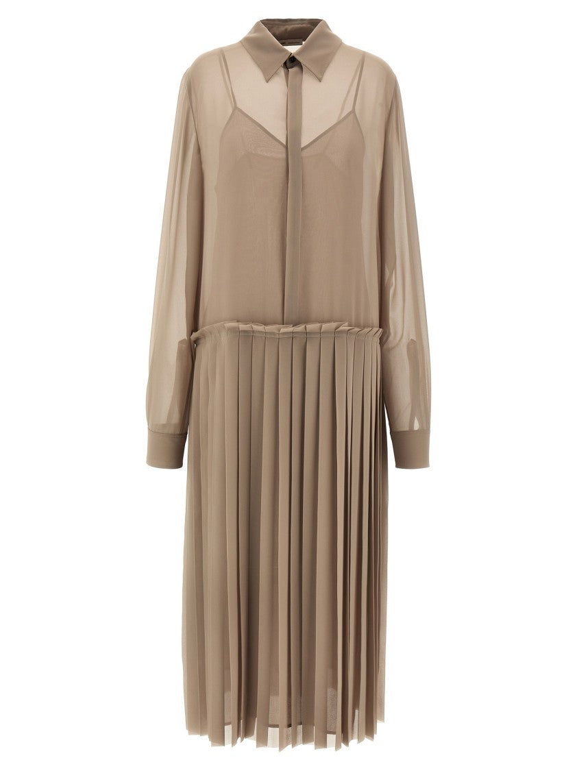 

Плиссированное платье миди Ami, Neutrals