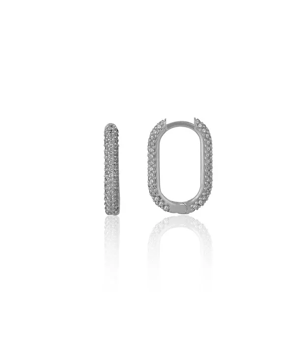 

Серьги-Кольца прямоугольной формы из стерлингового серебра с паве Spero London, silver