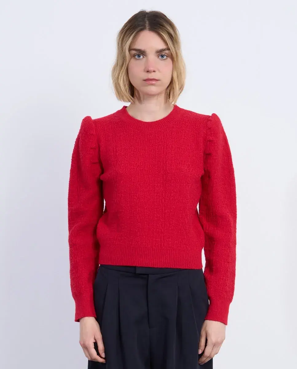 

Женский джемпер с длинным рукавом с эффектом плечевых накладок Lili Sidonio, красный