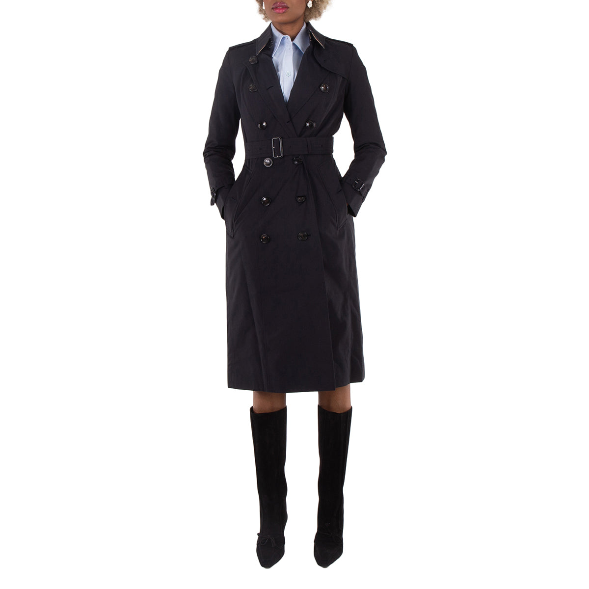 

Бурберри Узкая посадка Длинное наследие Челси Тренч Burberry, Midnight