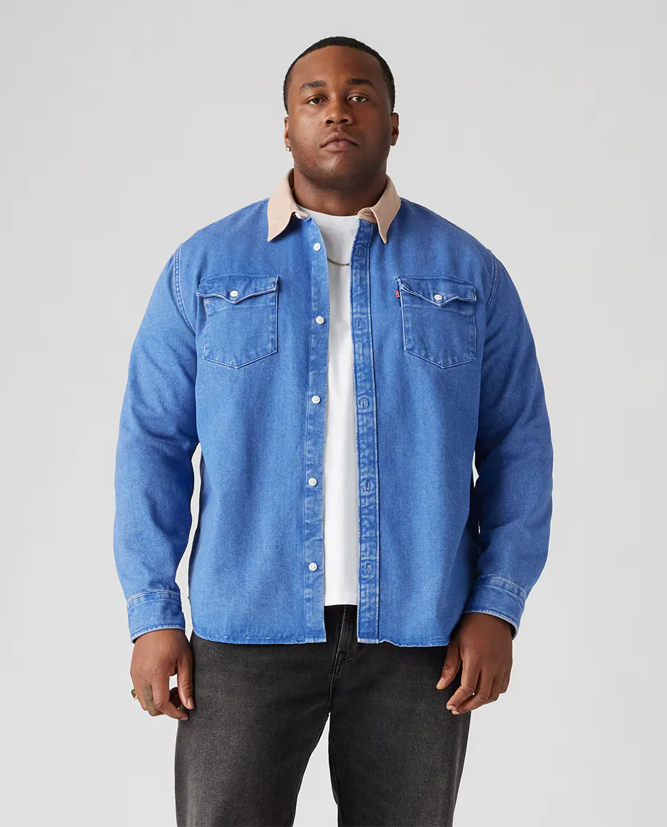 

Мужская джинсовая рубашка с длинными рукавами, большие размеры Levi's, синий