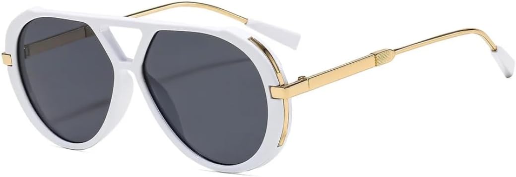 

Ретро-солнцезащитные очки с двойным лучом для женщин, роскошные, с леопардовым принтом и градиентом, мужские панк-очки с защитой от УФ-излучения UV400 UATXTAU, White Black