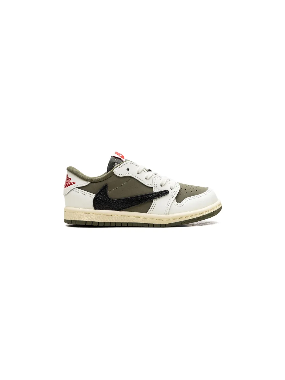 Кроссовки Air Jordan 1 Retro Low OG Medium Olive из коллаборации с Travis Scott Jordan Kids, зеленый — фото 2