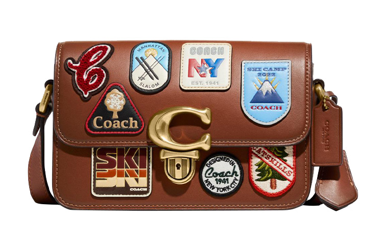 

Студийная дубленая кожа маленькая квадратная сумка, через плечо трубы женское седло COACH