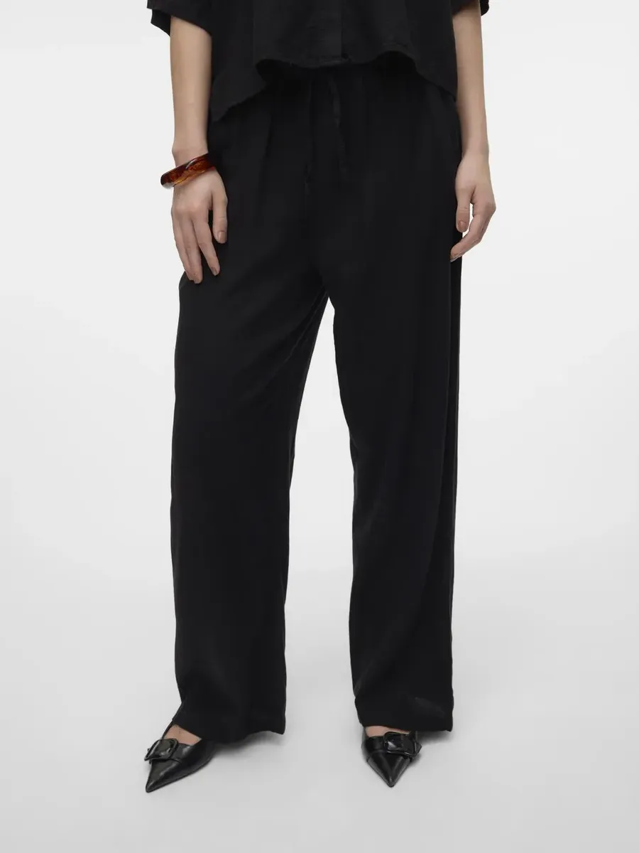 

Брюки без застежки Vero Moda "VMLINN LINEN PANTS WVN NOOS", черный