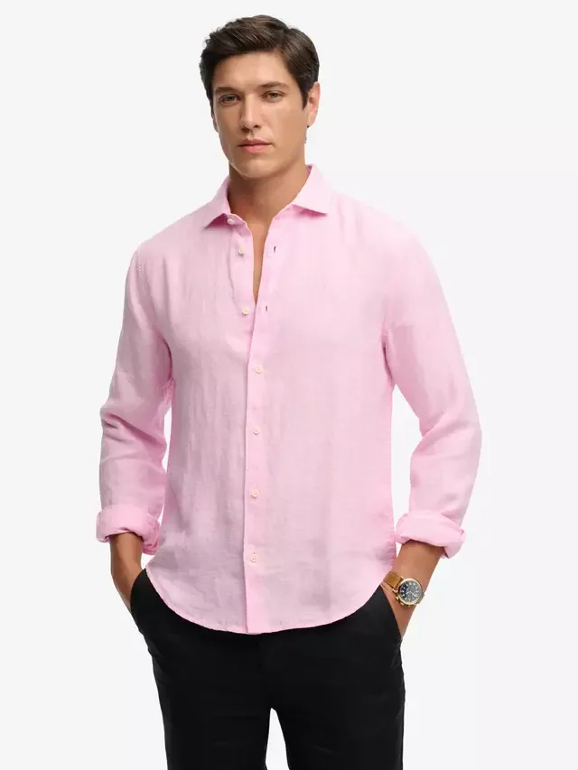 Льняная рубашка Ривьера Superdry, City Pink