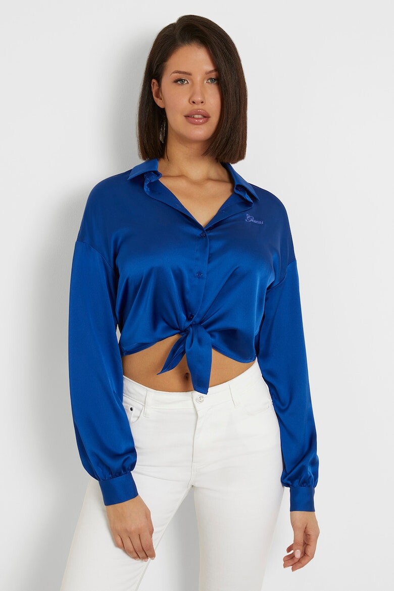 

Атласная рубашка с узлом спереди Guess, синий