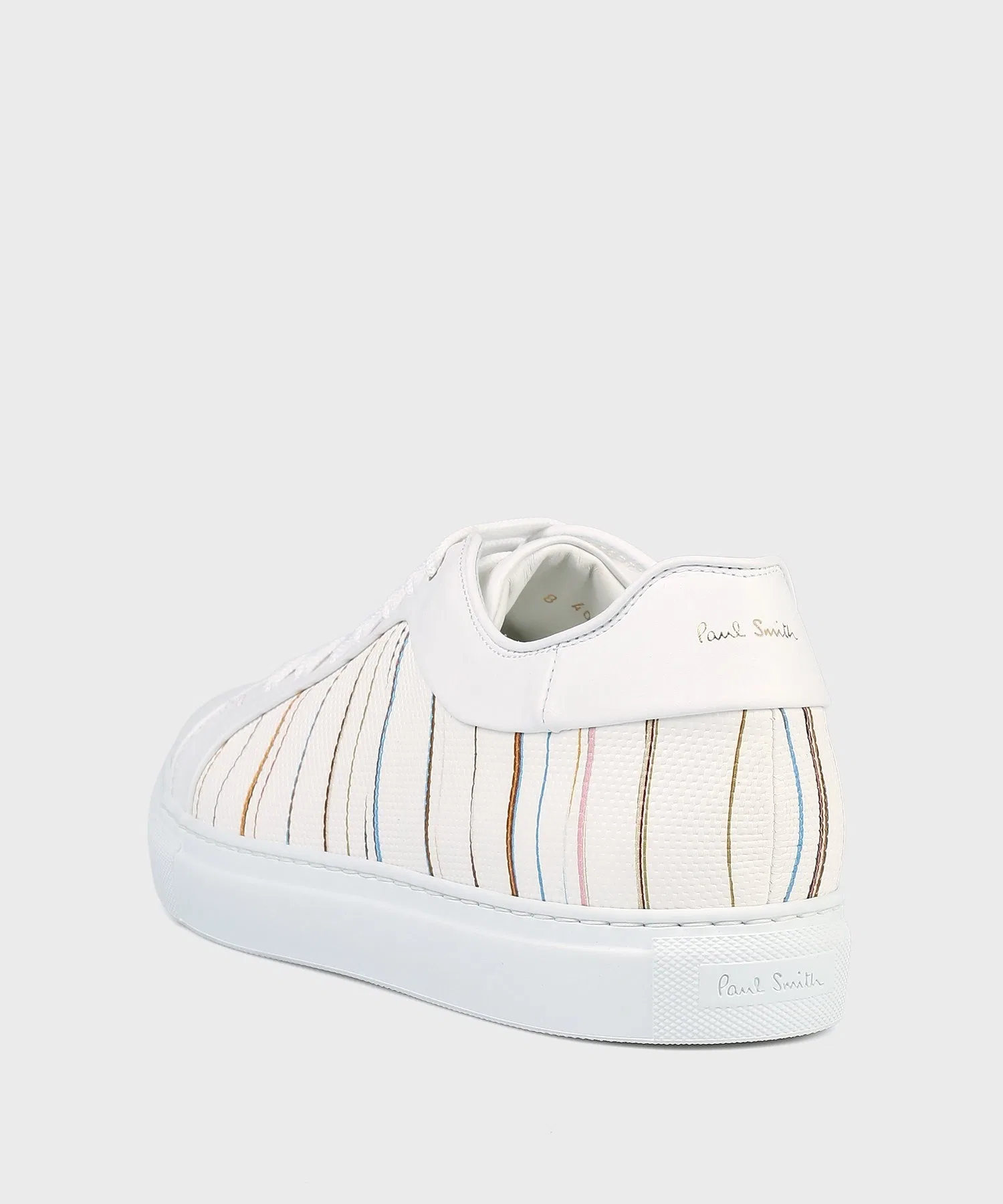 Мужские кожаные кроссовки Paul Smith Signature Pinstripe белые — фото 4