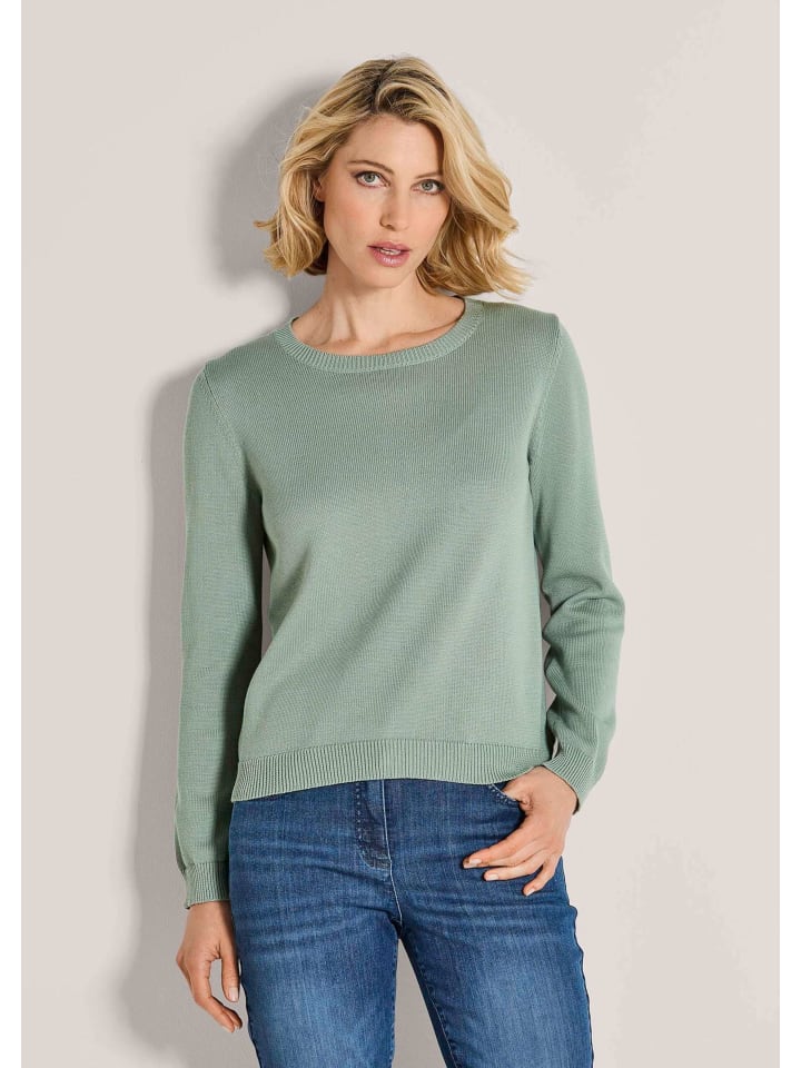 

MADELEINE Простой хлопковый пуловер с круглым вырезом, светло-зеленого цвета