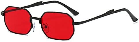 

Узкие солнцезащитные очки 2027 года, модные прямоугольные, для женщин и мужчин, металлические, для вождения, классические очки с защитой от УФ-излучения UV400 MTZJH, Black Red