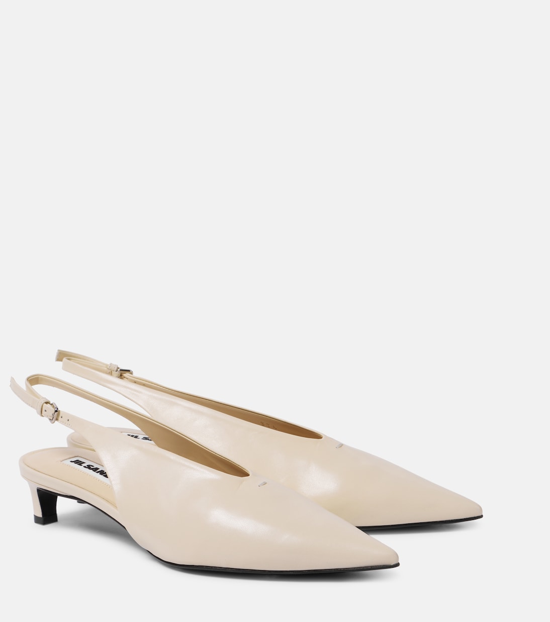 Кожаные туфли с открытой пяткой Jil Sander, Chalk