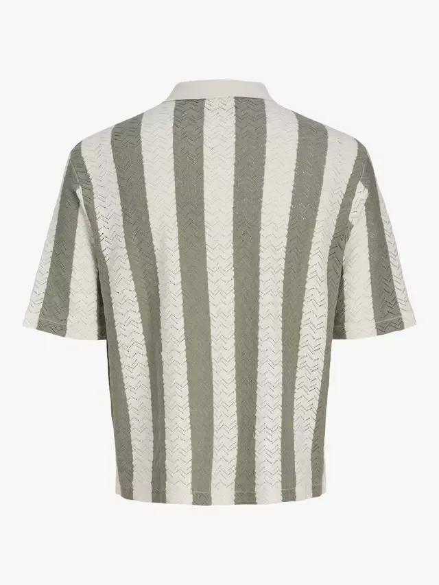 Детская трикотажная рубашка-поло Jack and Jones Jortyler в вертикальную полоску, цвет Морская соль/Морская трава Jack & Jones — фото 2