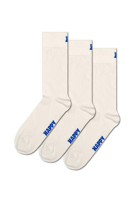 

Комплект однотонных носков из трех штук Happy Socks, белый