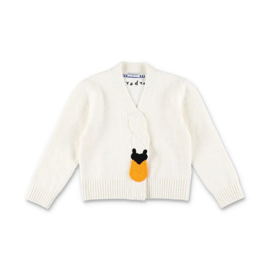 

Burberry Kids Кардиган из объемной шерстяной смеси Swan, слоновая кость