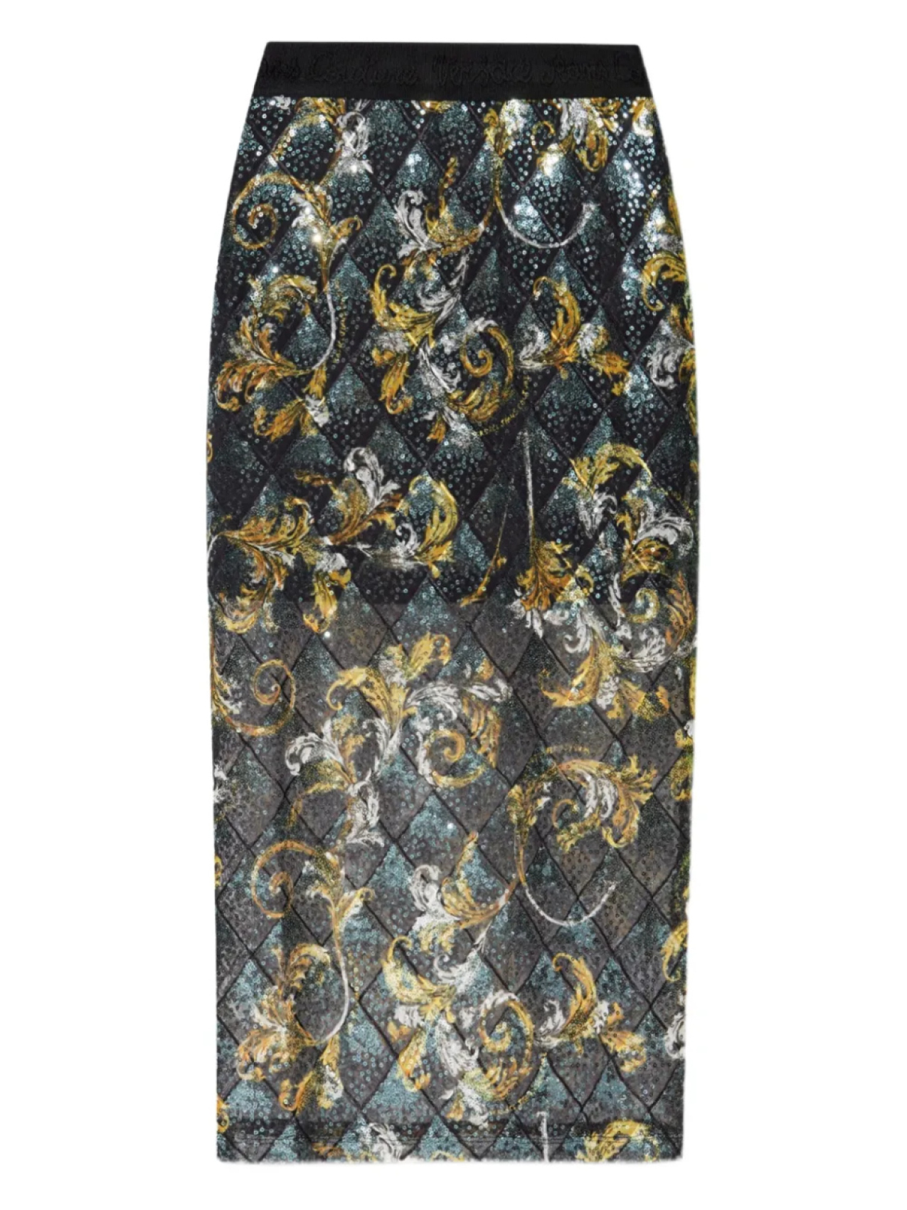 

Юбка миди, украшенная пайетками Versace Jeans Couture, черный