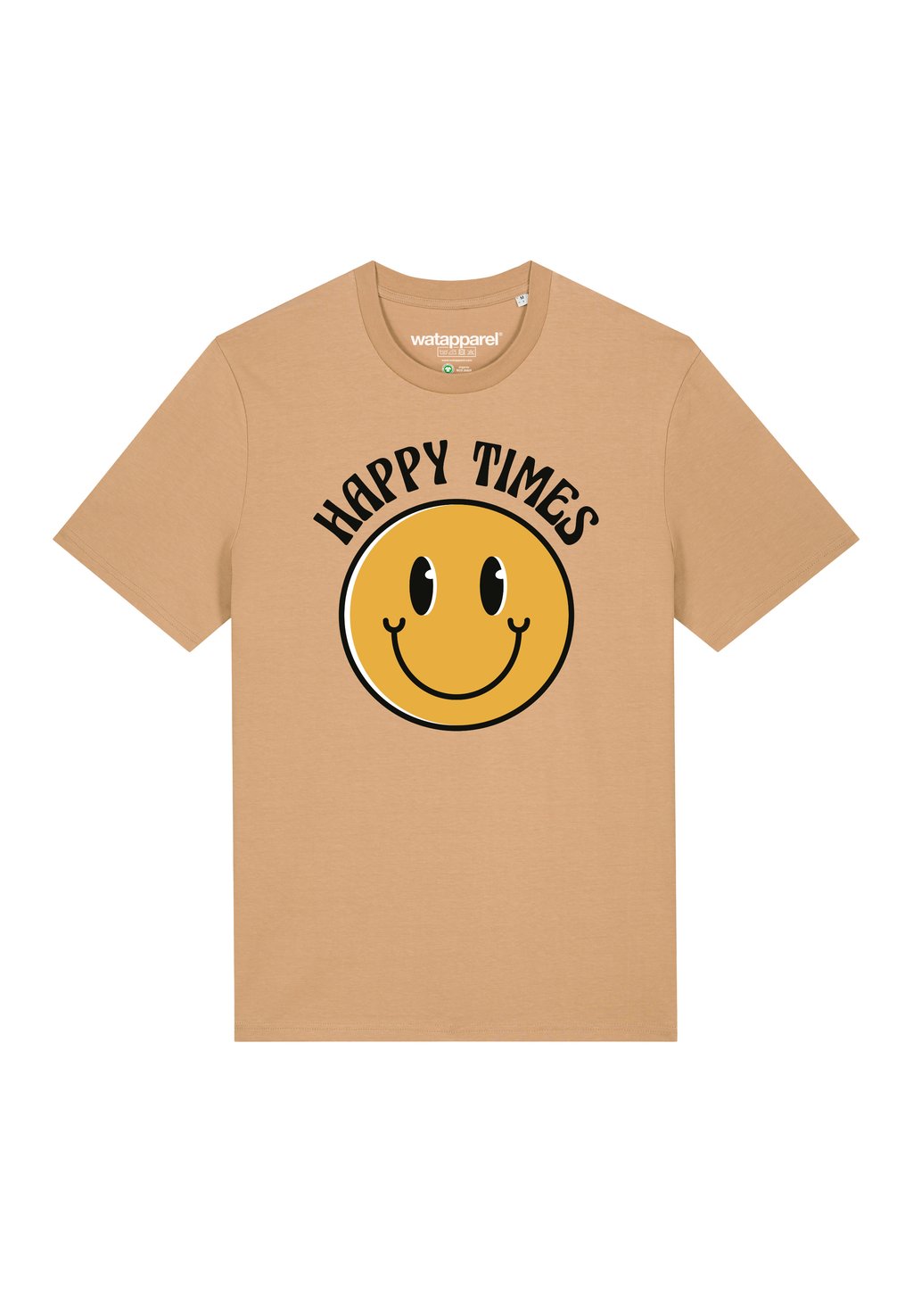 

Футболка с принтом HAPPY TIMES SMILEY EMOJI watapparel, бежевый