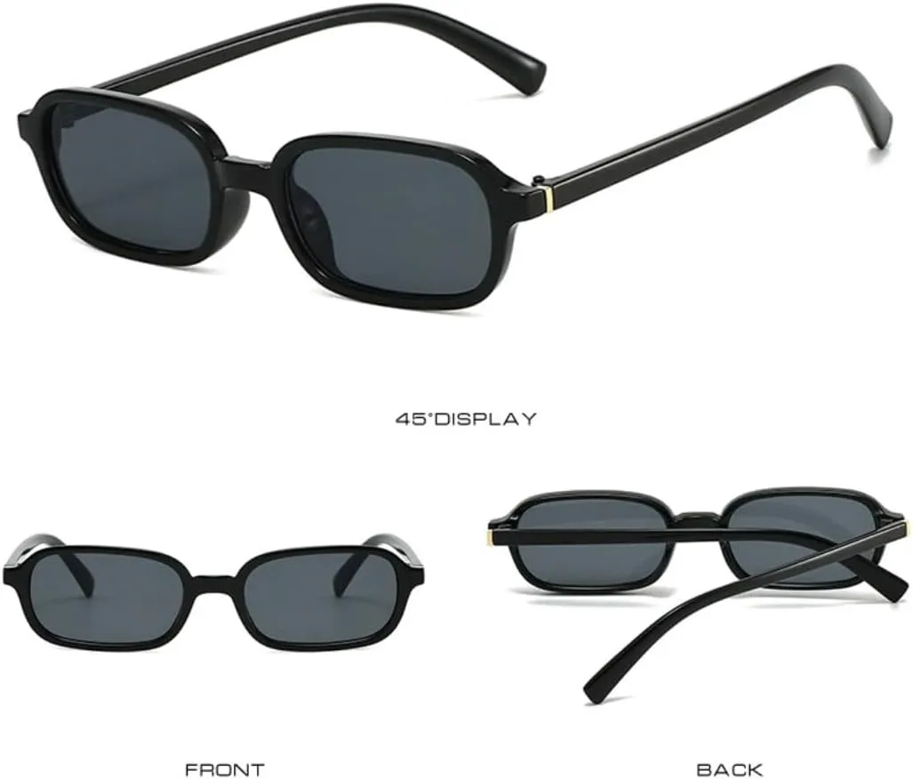 

Винтажные маленькие прямоугольные солнцезащитные очки для женщин, защита от УФ-излучения UV400, модные очки для мужчин, прозрачная оправа VFDHN, Gray Black