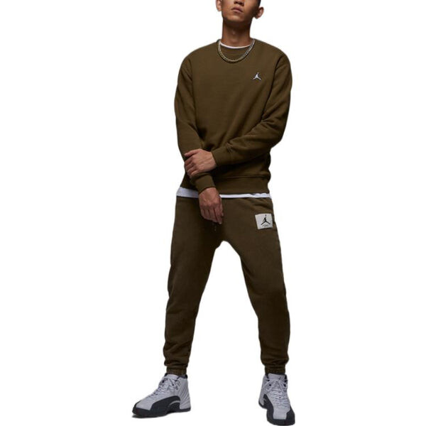 Толстовка Air Jordan Fleece Crewneck Top 'Olive', зеленый — фото 4
