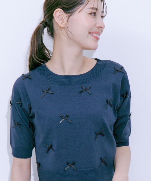 

Трикотажная футболка с короткими рукавами, лен, с лентой Jayro, темно-синий