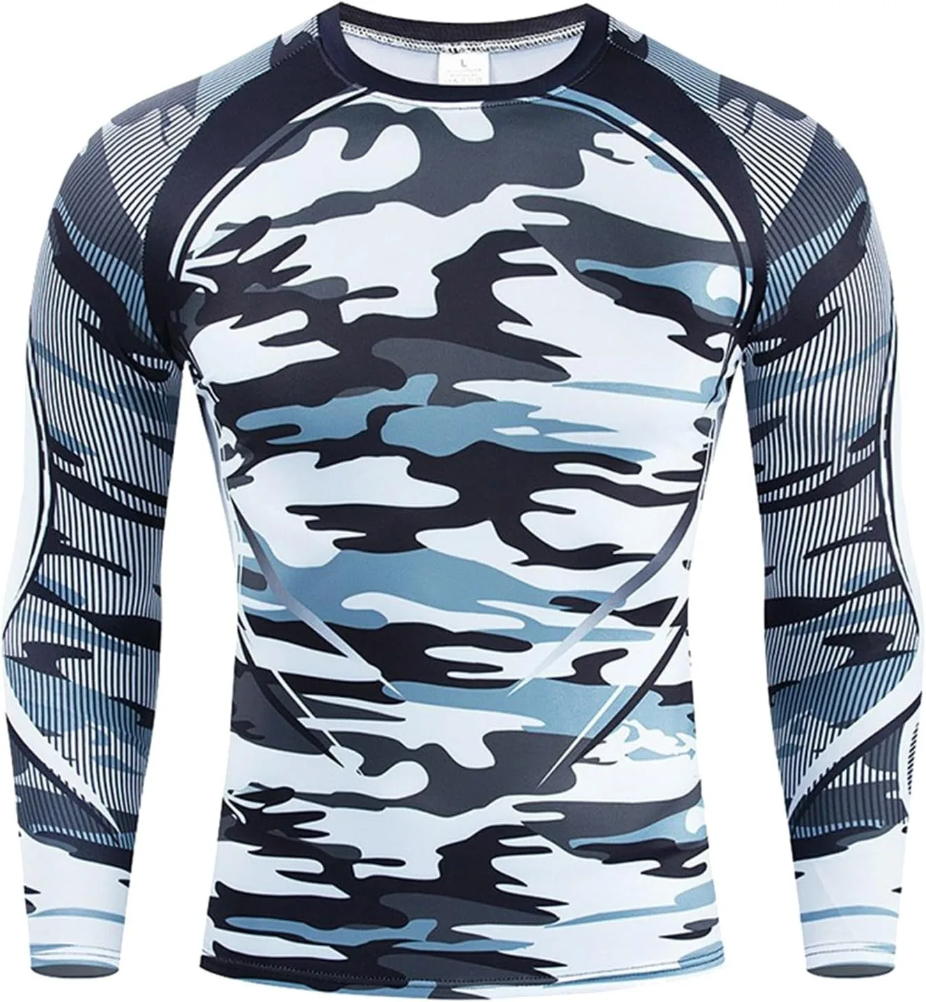 

Мужская футболка с длинным рукавом Printed Crewneck Stretchy Breathable для спорта и фитнеса