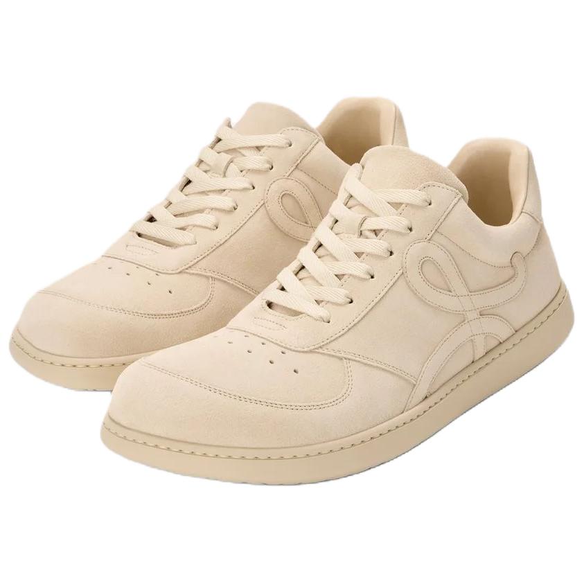 Loewe Женские низкие скейтбордные кроссовки Jambo Split Cow Leather, высота подошвы 2,5 см, бежевый — фото 4