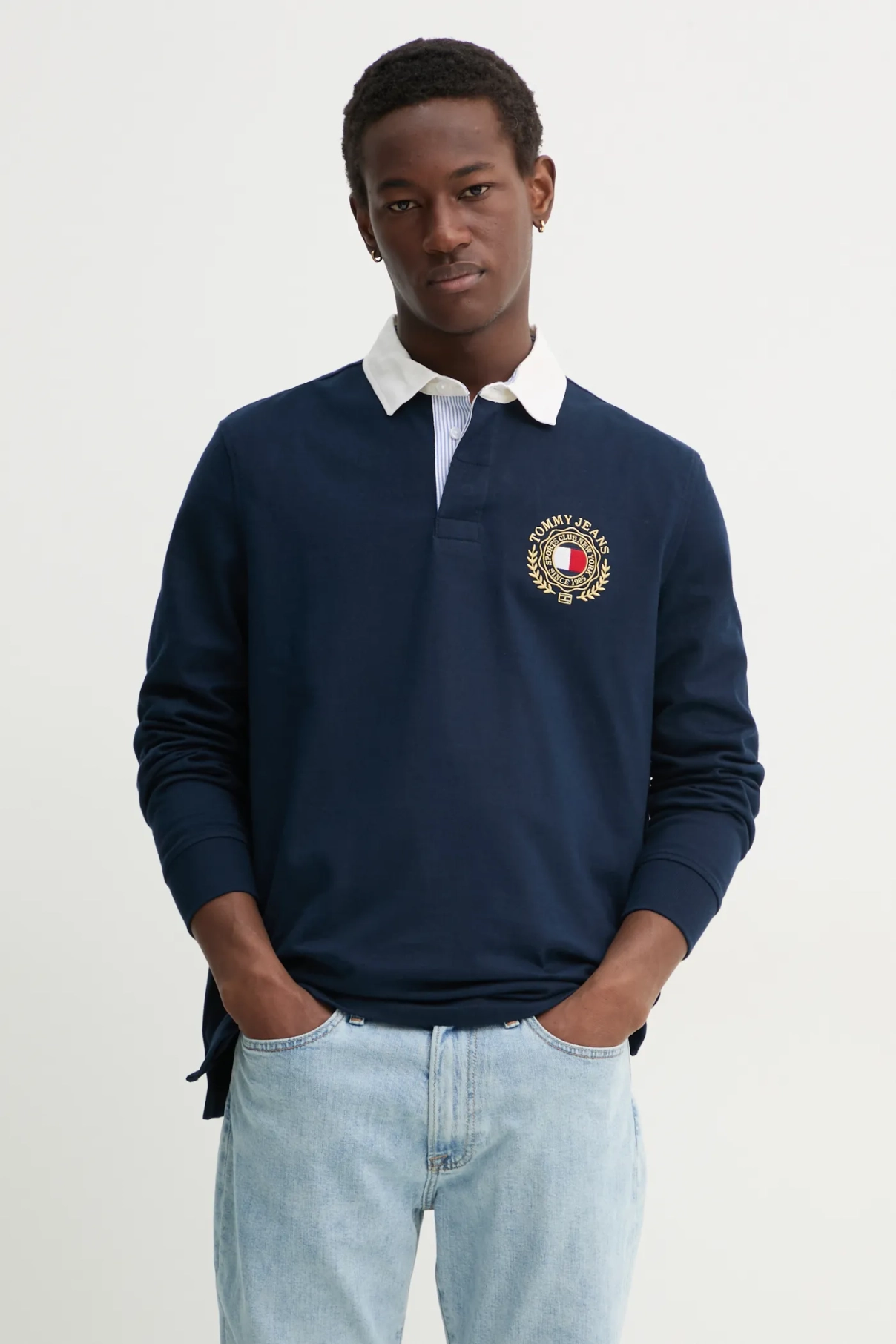 

Хлопковый топ с длинными рукавами Tommy Jeans, темно-синий
