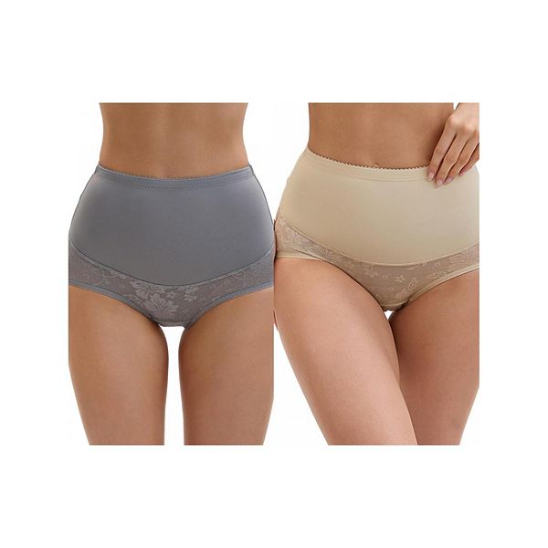 

2 упаковки женских утягивающих трусов с высокой талией для контроля живота и подъема бедер Inspire Chic, Grey Beige