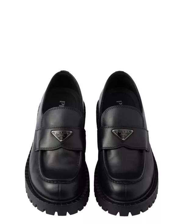 Мужские лоферы из матовой кожи Prada, черный — фото 4