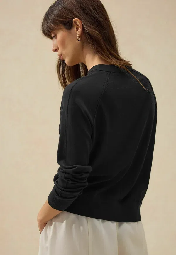 Кардиган Next Petite fit soft touch v neck button up, черный — фото 2