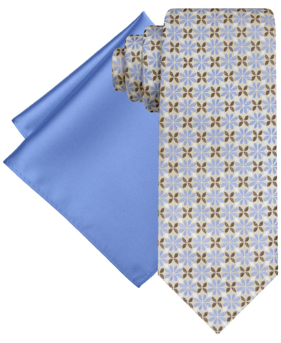 

Мужской галстук с медальоном и однотонный нагрудный платок Steve Harvey, Ecru