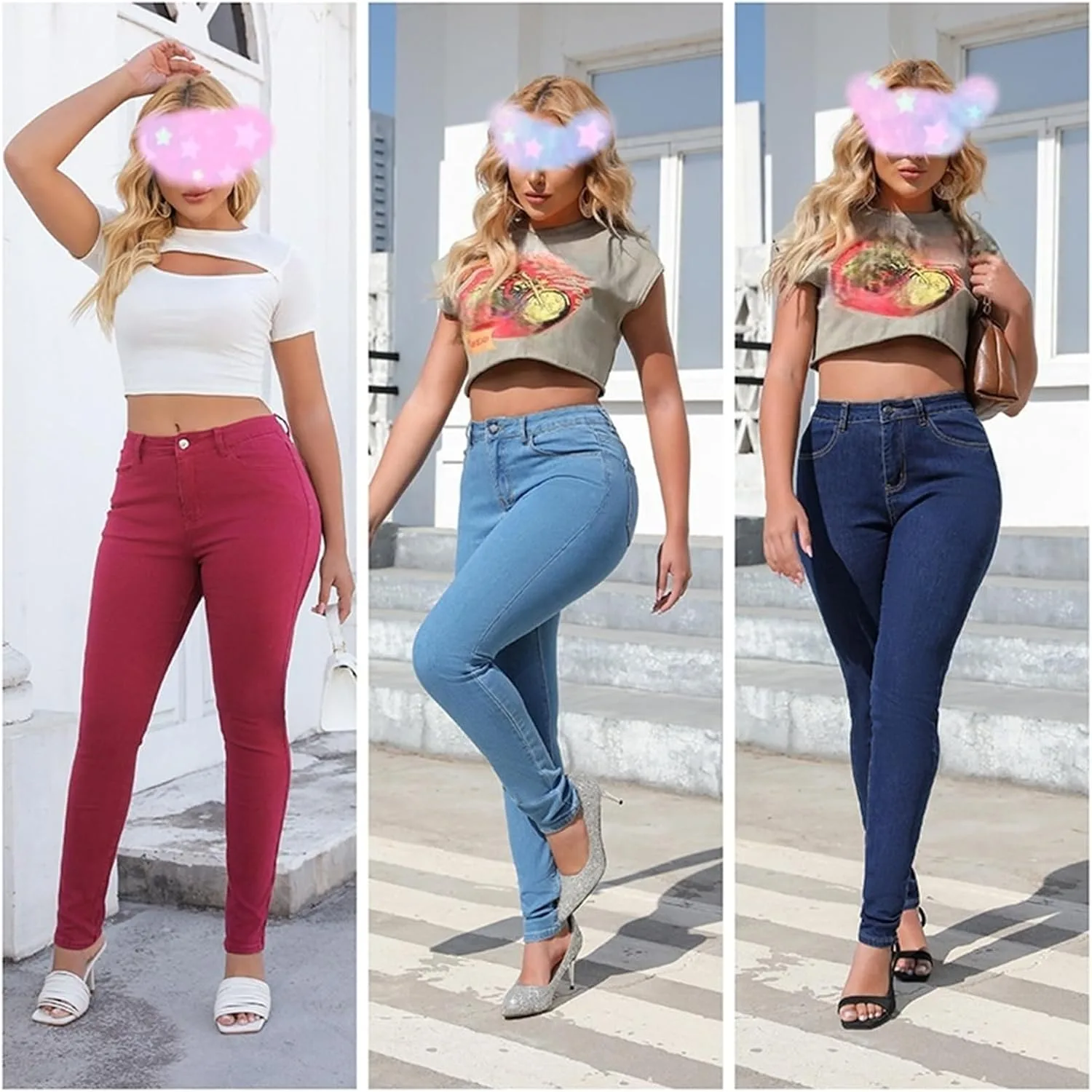 Женские классические зауженные джинсы Curvy High Waist с эффектом подтяжки — фото 2