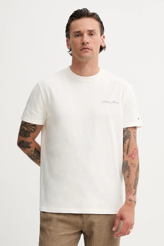 

Хлопковая футболка Tommy Jeans, бежевый