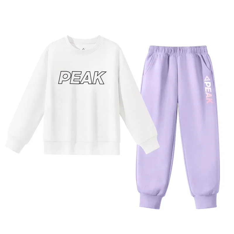 Детский спортивный костюм PEAK White/PK Black English Large-Light Purple/PK White Pink K